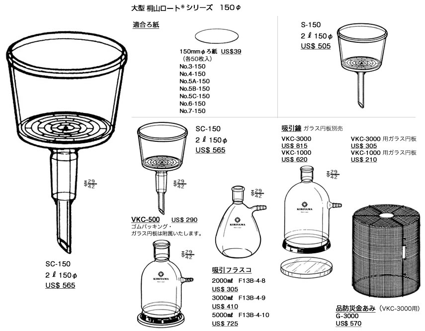 卸売 桐山ロート ブフナー型 φ95mm 1-4385-05